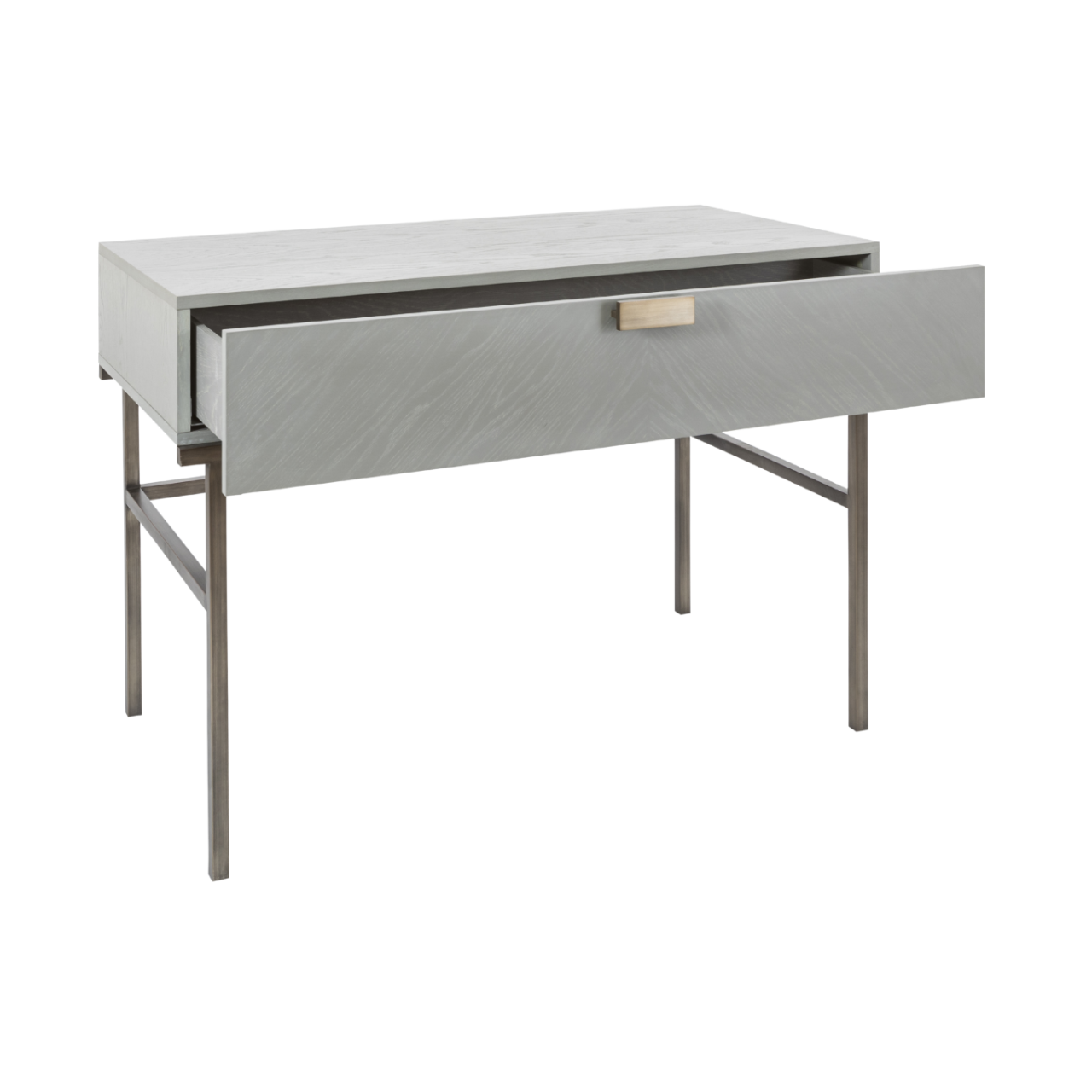 Lilly Grey Oak Wood & Bronze Desk/Dressing Table